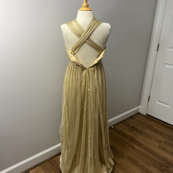 Jenny Yoo Anabelle Gold Tulle Convertible Gown Dress Sz 4 - Picture 4 of 16
